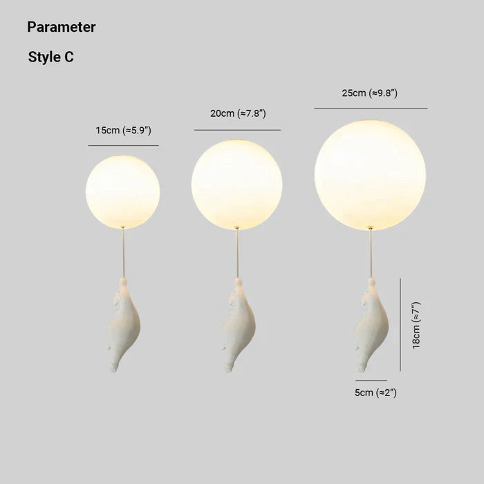 Lámpara colgante infantil con oso y globo, divertida lámpara de techo con luz led cálida para dormitorio y sala de estar | Sansoti