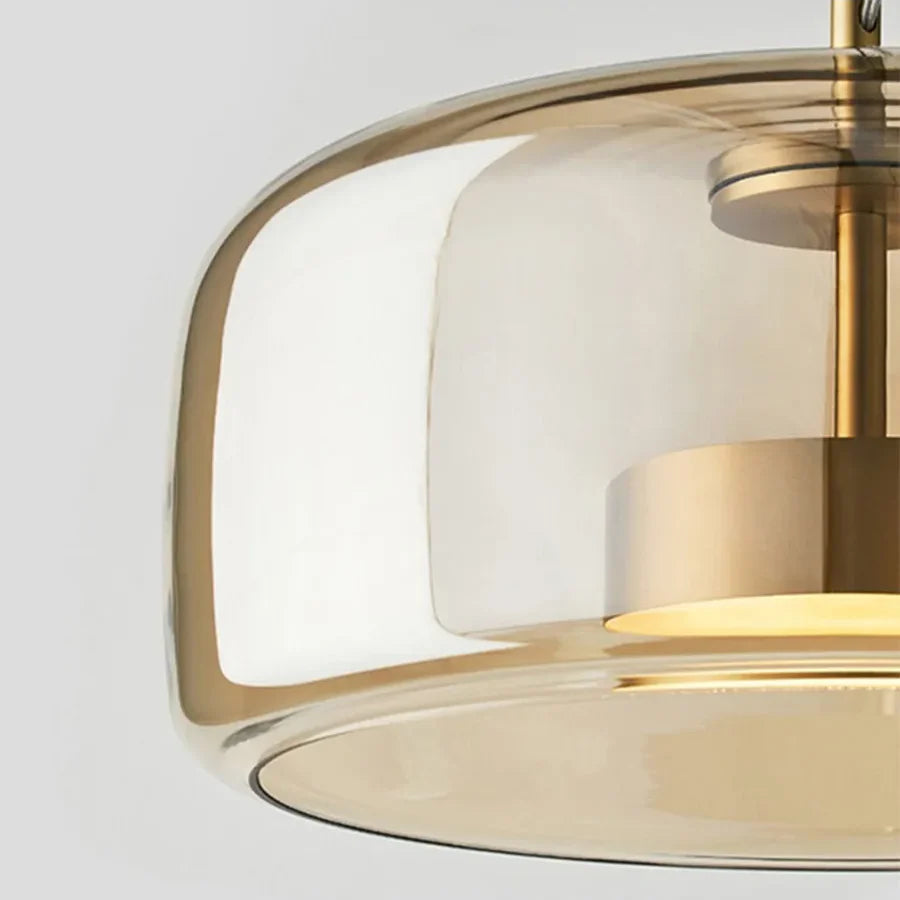 Lámpara colgante nórdica de vidrio LED, coñac y gris ahumado, estilo escandinavo | Sansoti