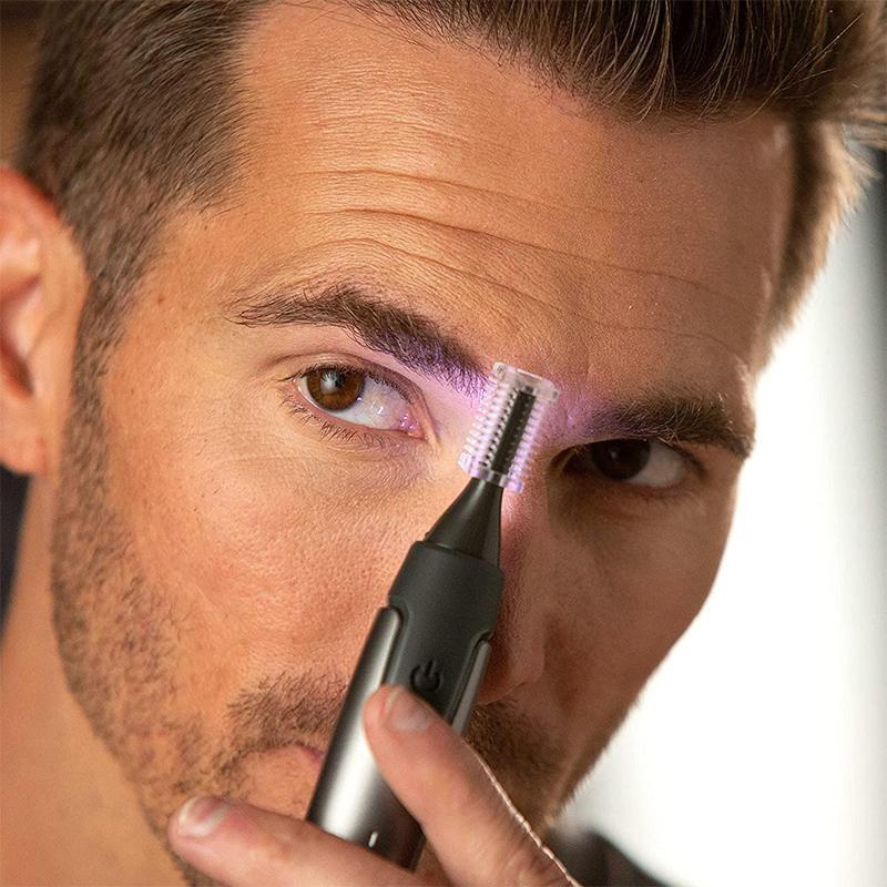 Precision Haartrimmer voor Neus Oren Wenkbrauwen | Met LED-Verlichting | Titanium RVS Mesjes | Ultra-Vlakke Kop | Ergonomisch Design | Sansoti