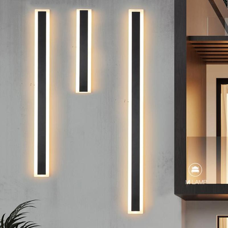 LED Outdoor Wall Light Black Metal 30-200cm Waterproof IP65 Linear Design for Garden, Hallway and Patio Lighting | Sansoti