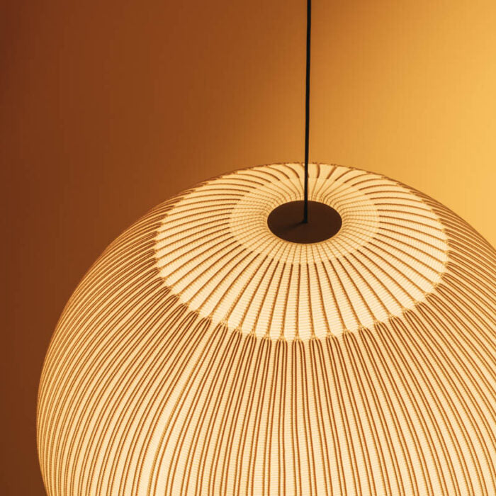 Japandi Hanglamp 3D Lycra 45 cm Beige Eettafel Woonkamer Dimbare LED Hanglamp Scandinavische Verlichting Interieur | Sansoti