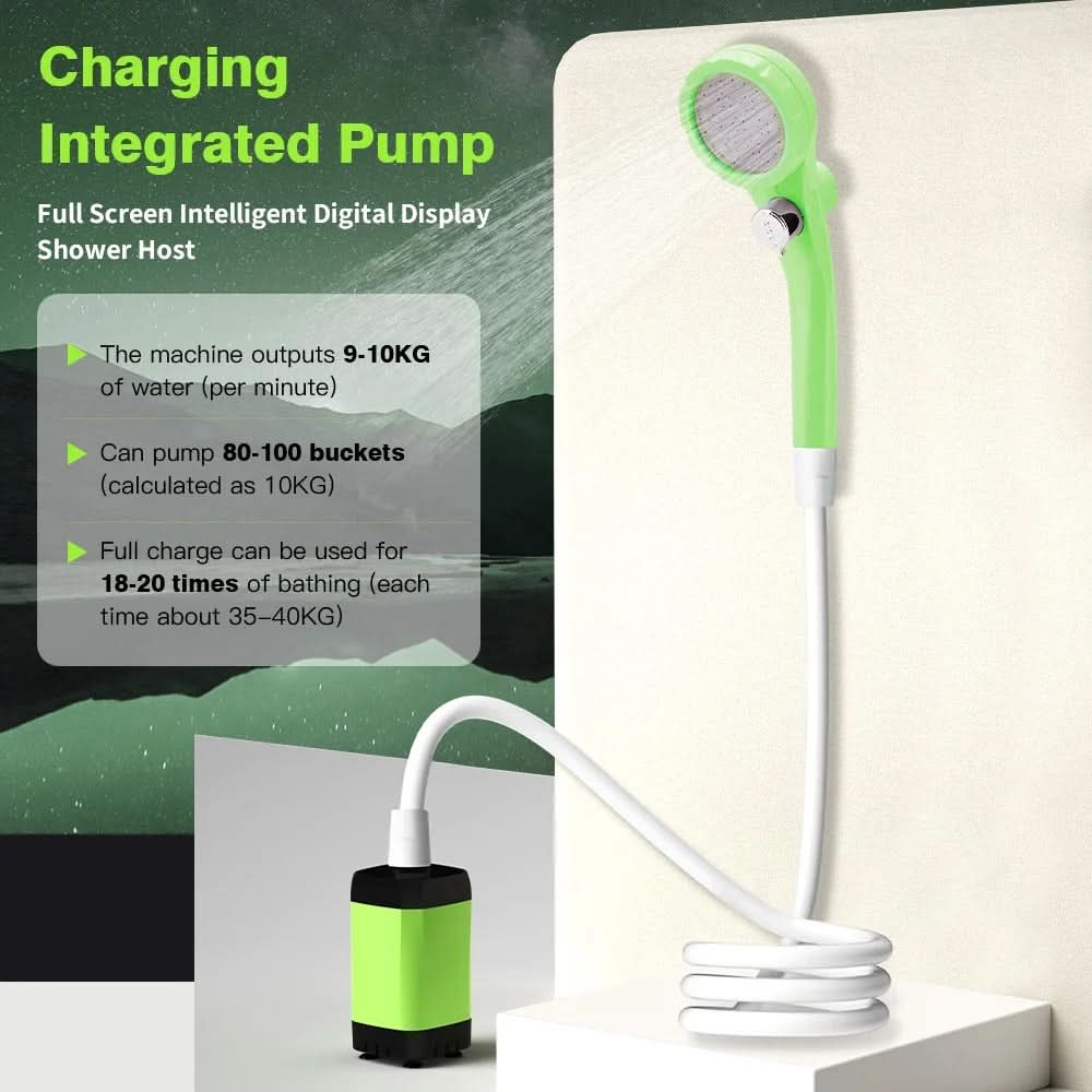 Portable Camping Shower with Digital Display, Rechargeable 6000mAh Battery and Adjustable Spray for Travel and Camping | Sansoti