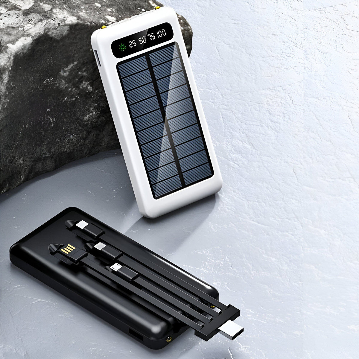 Portable Solar Power Bank 20,000mAh External Battery with LED Display for Smartphones Tablets Camping Travel Outdoor Charging USB | Sansoti