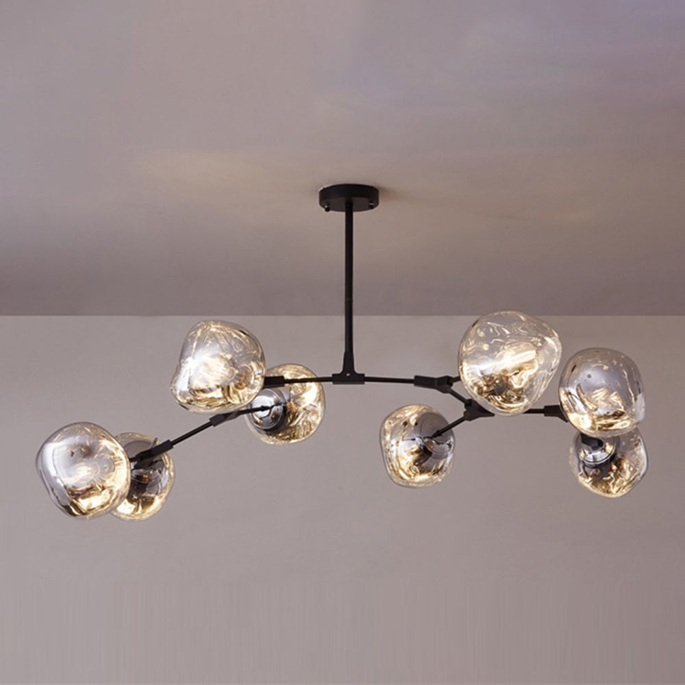 Glass Pendant Lamp with Globe Shade, 3-Light Modern Metal Fixture, Warm White Light, Living Room, Dining Room | Sansoti