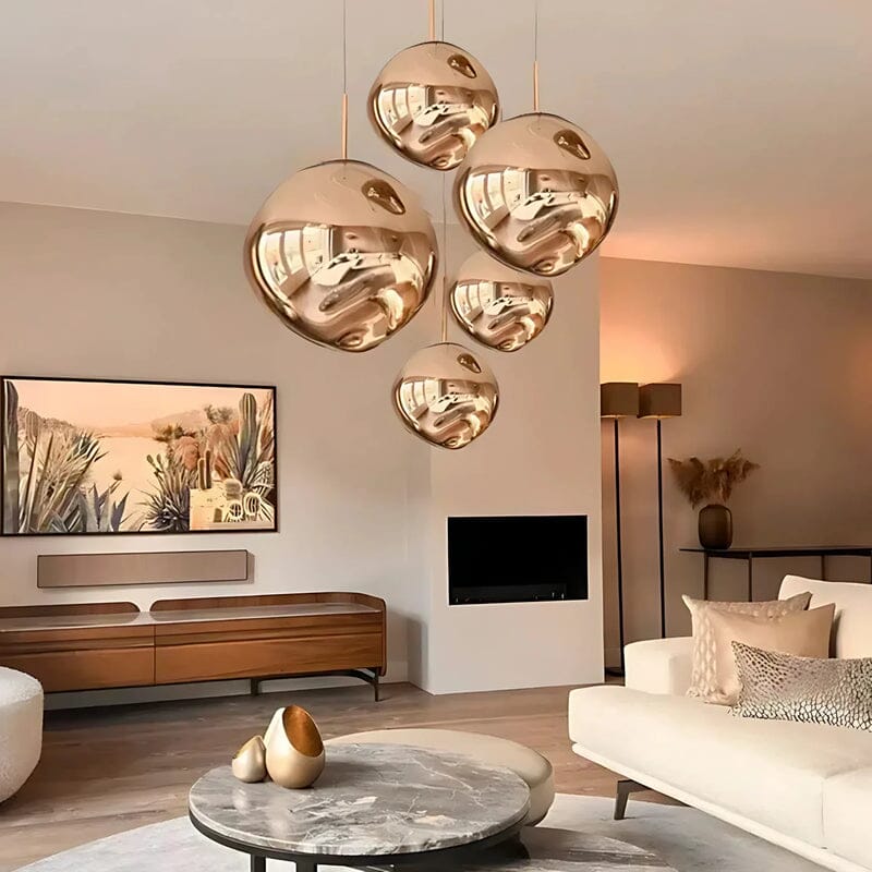 Modern Lava Pendant Lamp with Glass or PVC Globe and Adjustable Hanging Height | Sansoti