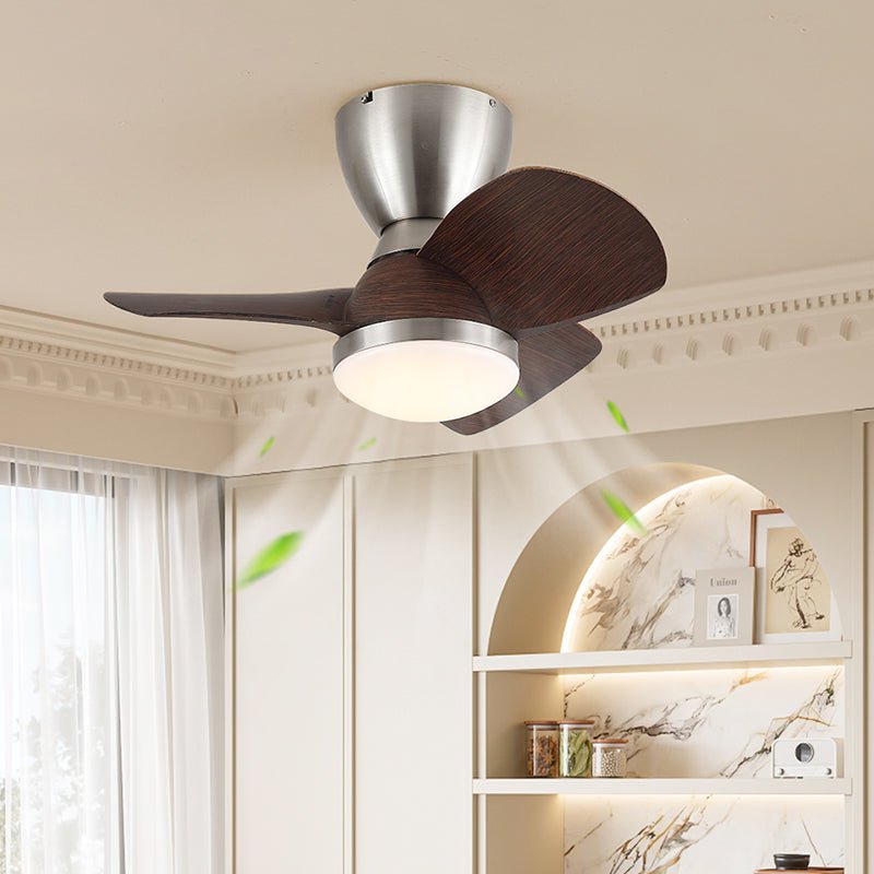 Deckenventilator mit Beleuchtung Elora in Messing und Holz — Minimalistischer Ventilator mit LED-Fernbedienung | Sansoti