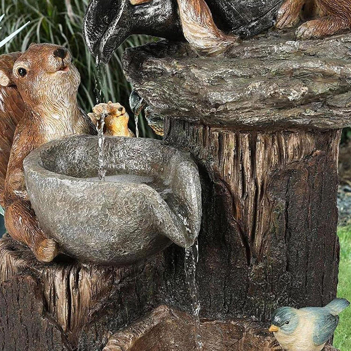 Tischbrunnen mit Solarenergie und Tierfigur LED-Beleuchtung Balkon Terrasse Gartendekoration | Sansoti