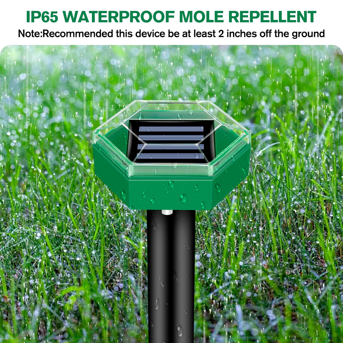 Ultrasonic Solar Mole Repeller Set of 4 for Garden and Lawn | Protects up to 465m² Each | Waterproof IP65 | Animal-friendly without Poison or Traps | Sansoti