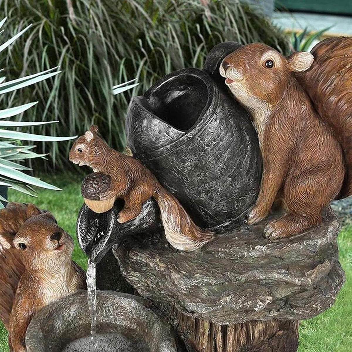Tischbrunnen mit Solarenergie und Tierfigur LED-Beleuchtung Balkon Terrasse Gartendekoration | Sansoti