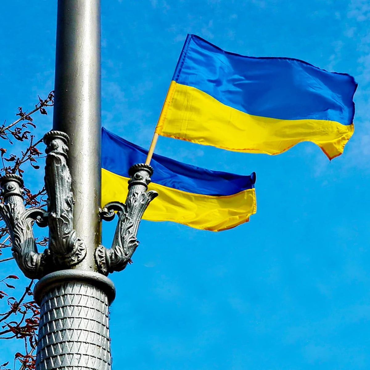 Drapeau ukrainien bleu et jaune en polyester résistant aux intempéries, à suspendre à l’extérieur, symbole national de solidarité | Sansoti