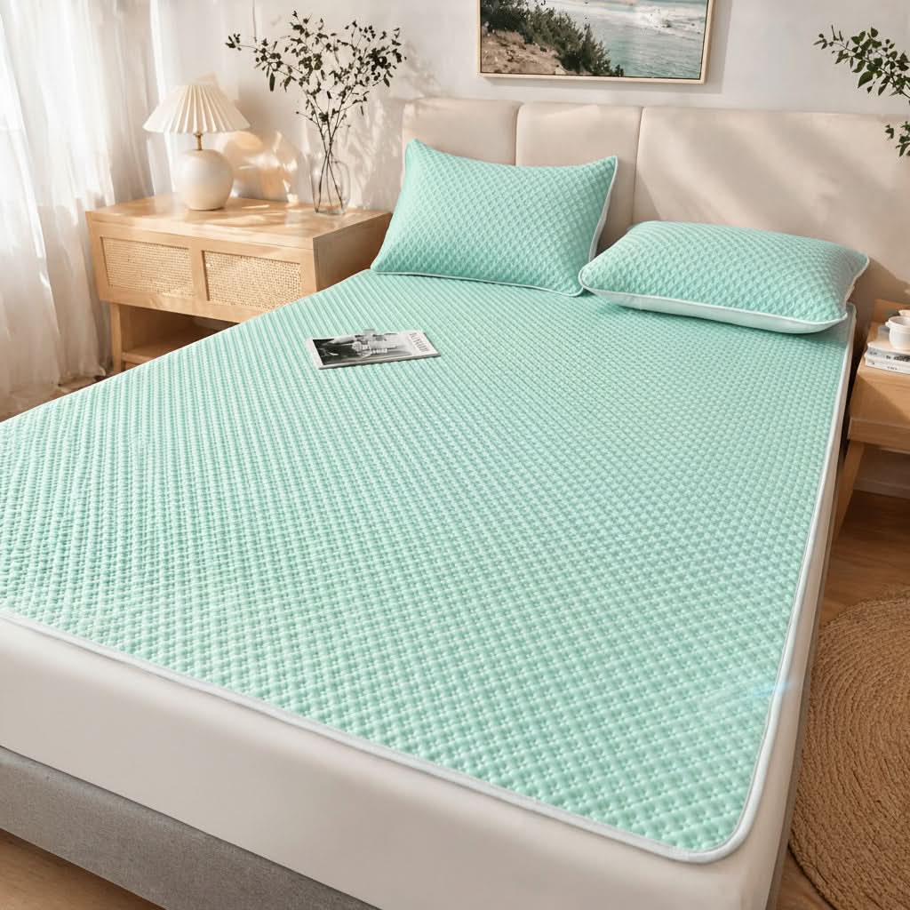 Faltbare Sommermatte mit kühlendem Effekt – atmungsaktive Schlafmatte im Wafeldesign, 200x220 cm, für ein Doppelbett | Sansoti