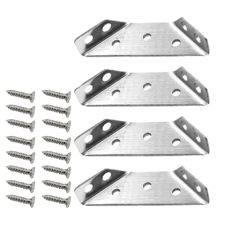 Triangular Furniture Reinforcer Set Stability Aid for Cabinets Tables Chairs Shelves 10 Pieces Stainless Steel Corner Brackets | Sansoti