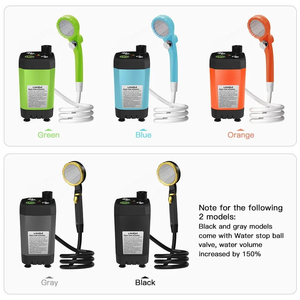 Portable Camping Shower with Digital Display, Rechargeable 6000mAh Battery and Adjustable Spray for Travel and Camping | Sansoti