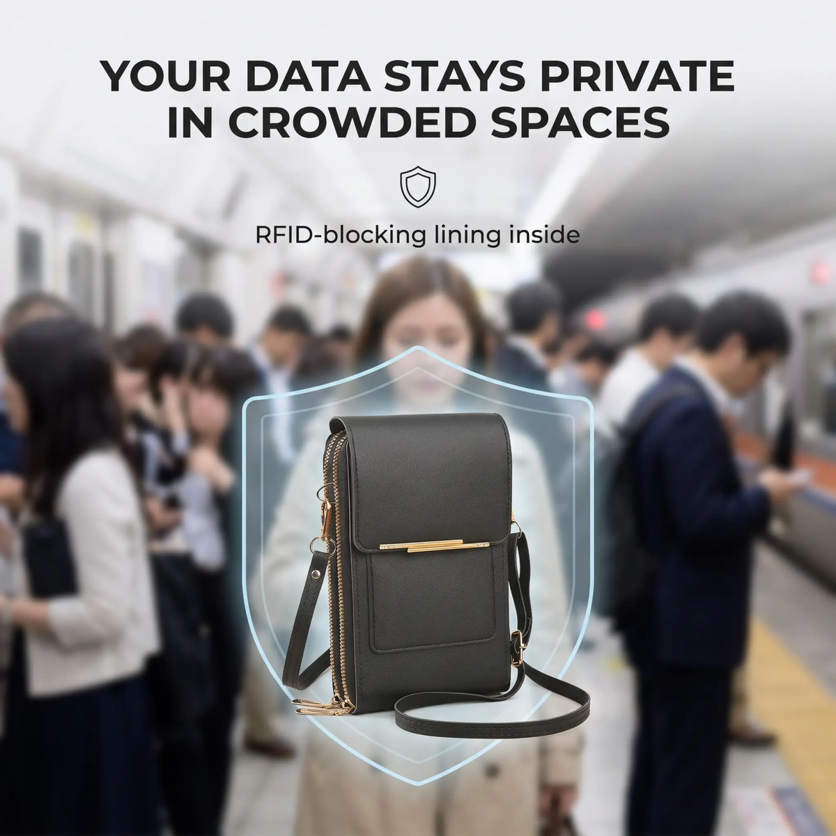Crossbody Phone Bag with RFID Protection | Waterproof Touchscreen Wallet | Adjustable Shoulder Bag for Smartphones up to 6.7 Inch | Sansoti