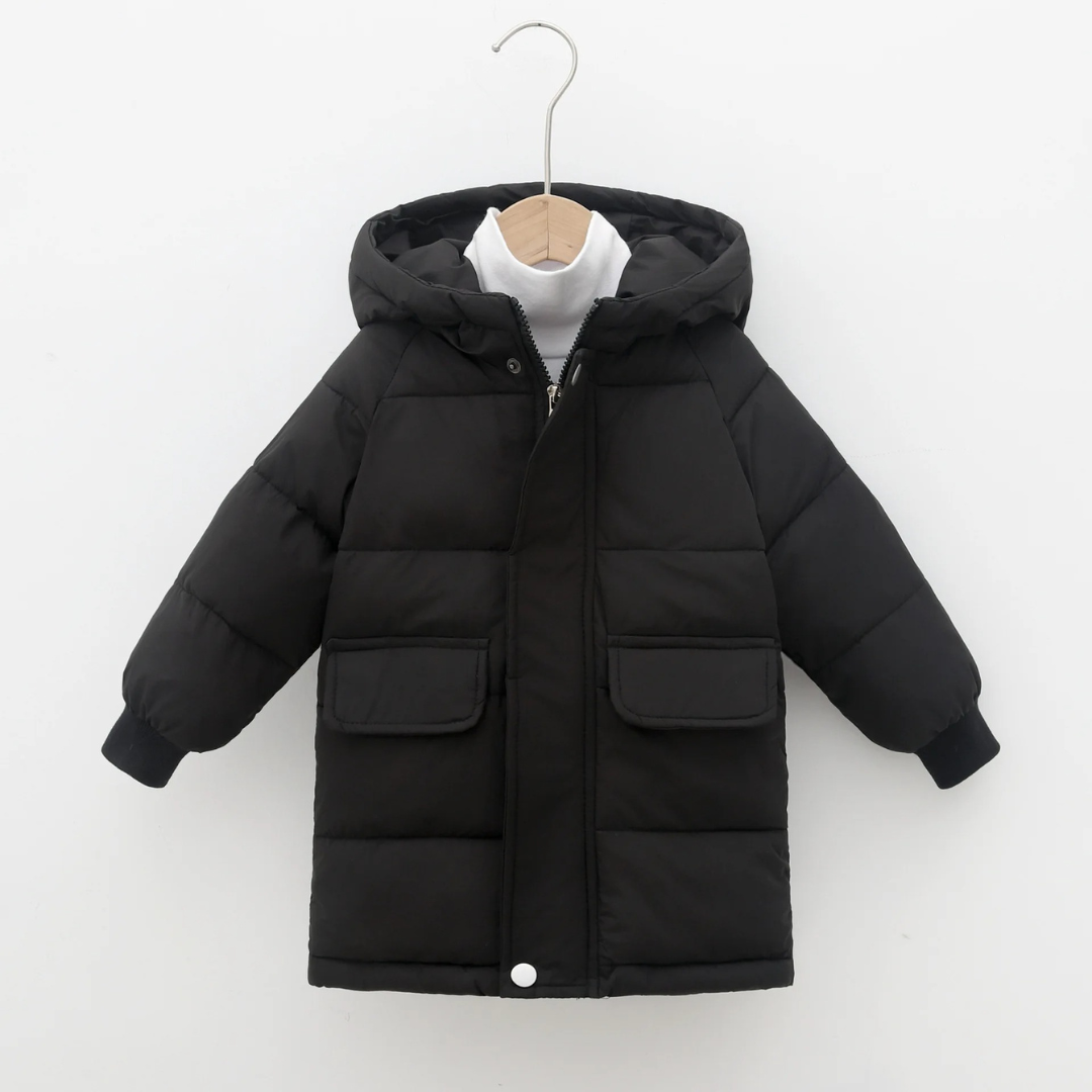 Lined Winter Coat for Children - Long Padded Hooded Jacket - Unisex Puffer Coat for Ages 3-12, Warm | Sansoti