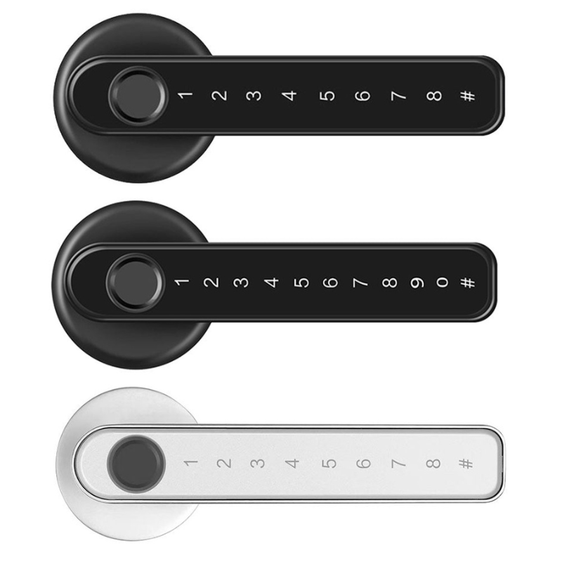 Door Lock with PIN Code Numeric Keypad Stainless Steel 12,5 x 6 x 3 cm Rechargeable Battery App Control Black Silver | Sansoti