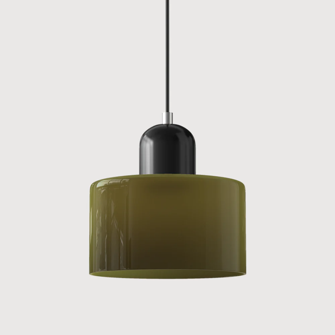 Suspension vintage en verre coloré et métal réglable, éclairage d’ambiance pour coin repas, plafonnier au design rétro | Sansoti