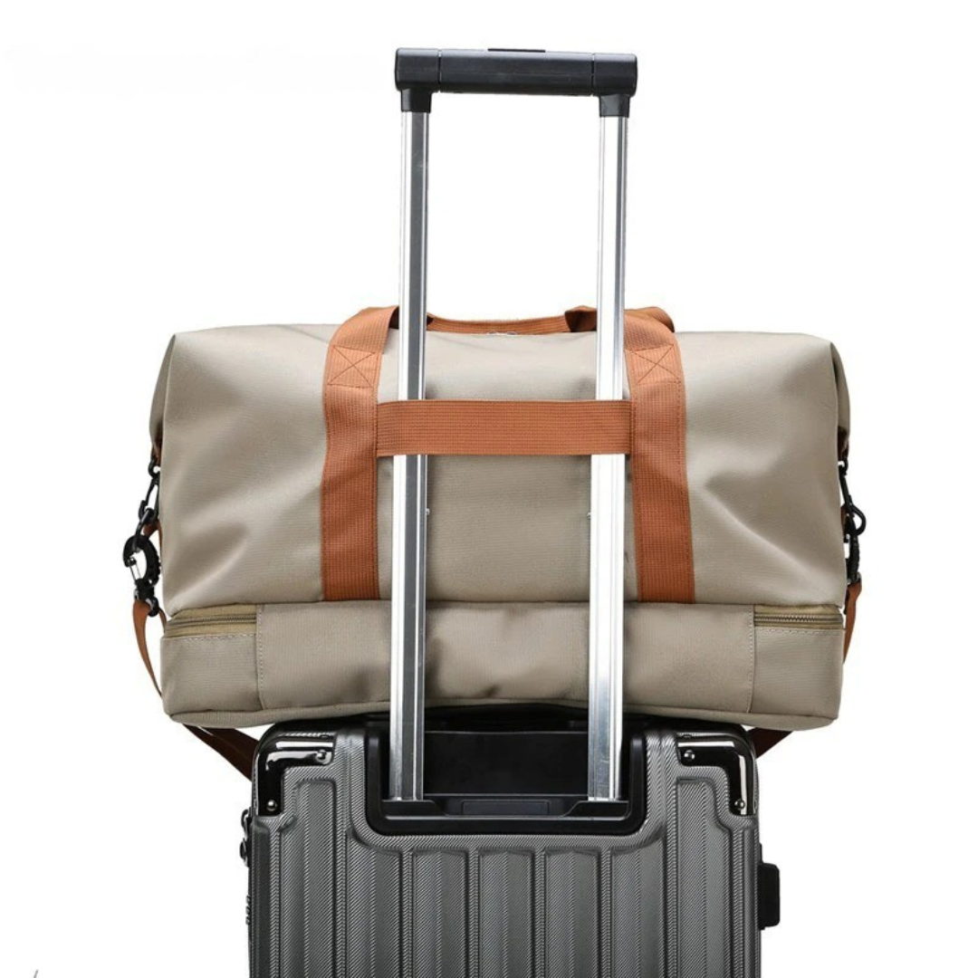 Torba sportowa z przegrodą na buty i oddzielną komorą mokrą-suchą 46x25x28cm Tkanina Oxford Mocowanie do walizki Siłownia Fitness | Sansoti