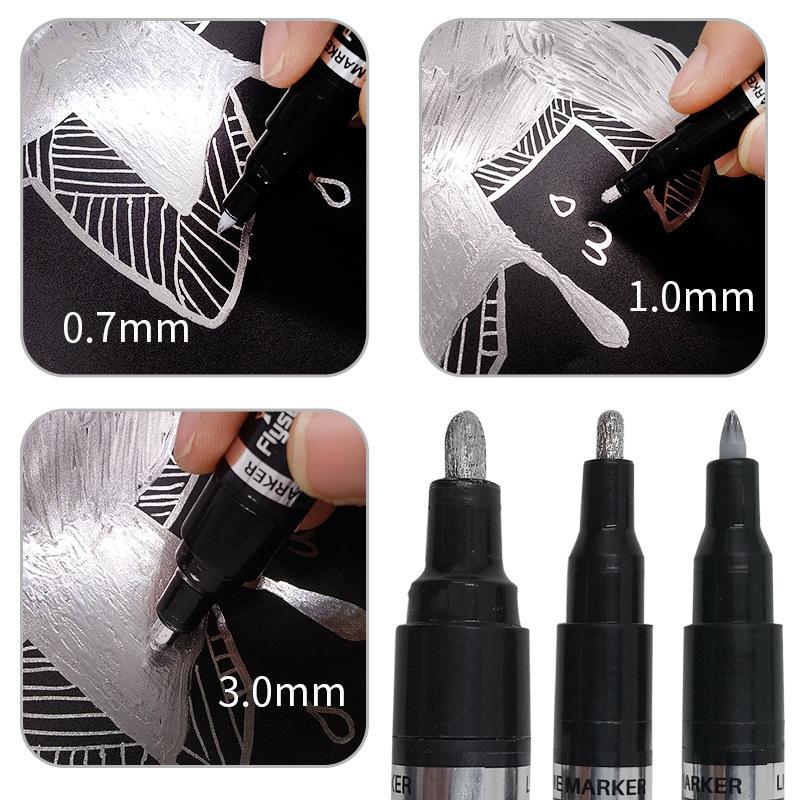 Reflecterende Stift Spiegeleffect 0.7-3.0mm Chroom Inkt Alcohol Basis Diverse Materialen UV-Bestendig | Sansoti