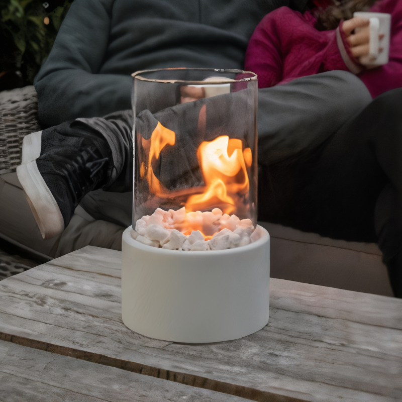 Tafellamp met Echte Vlam – Sfeervolle Olielamp met Glaszylinder en Veiligheidsvoorziening | Sansoti