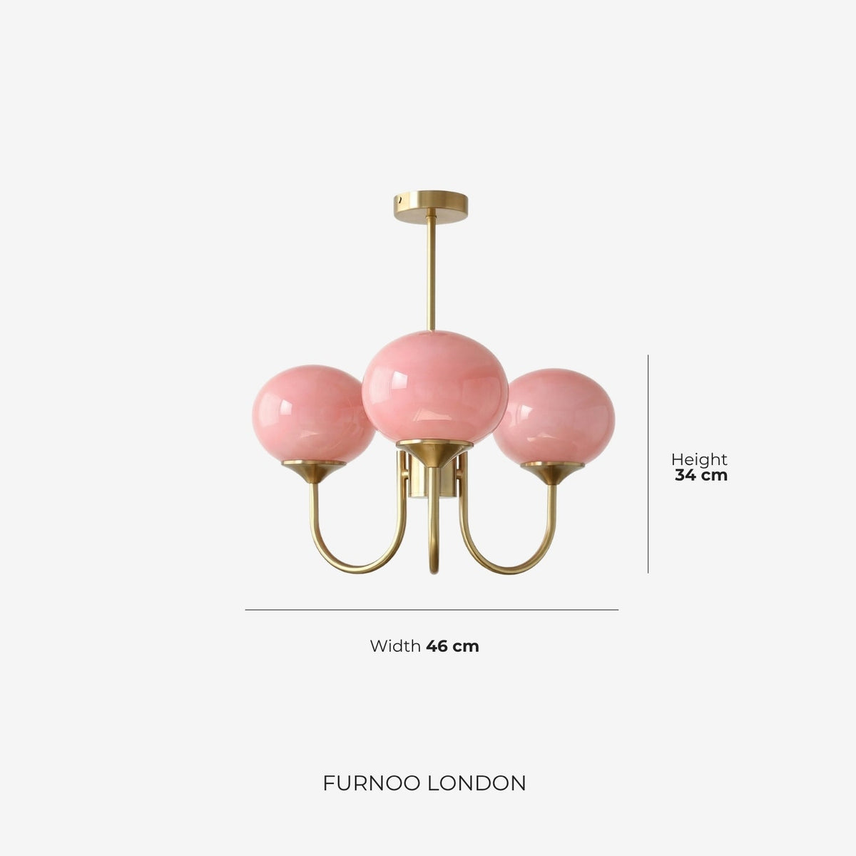 Mid-Century Glass Chandelier with Globe Shades and Polished Metal Finish – Available in Copper and Chrome with Colored Glass – 3 or 5 Arms with Adjustable Rod System | Sansoti