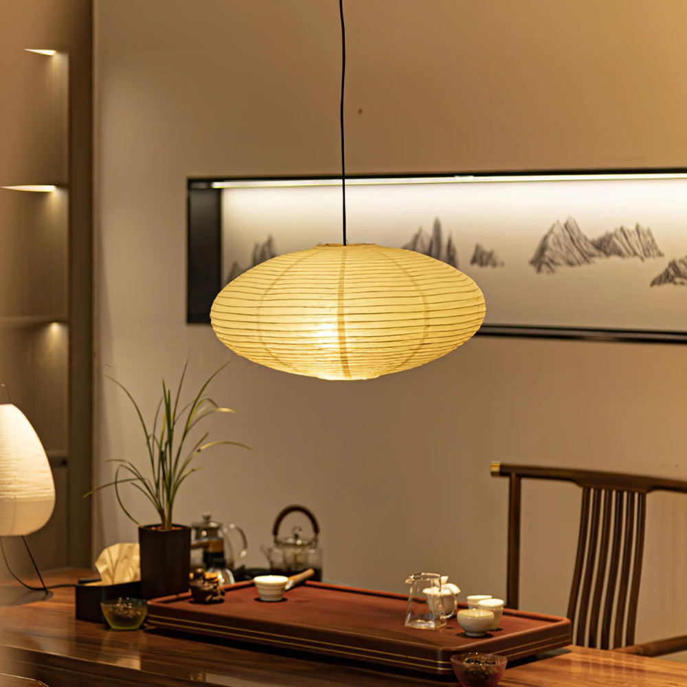 Deckenlampe Maulbeerpapier Japandi Design Ø50 Ø60 LED Dimmbar Weiß Geometrisch | Sansoti
