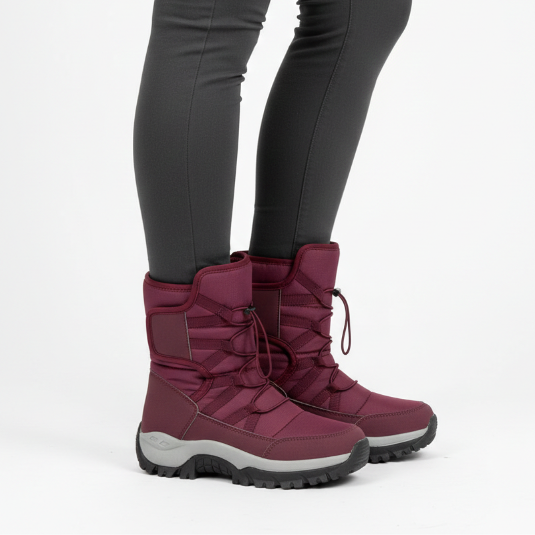 Dames Winterlaarzen Waterdicht Warm Gevoerd Klittenband Antislip Zool Enkelhoog Platform Comfortabel Wandelen | Sansoti