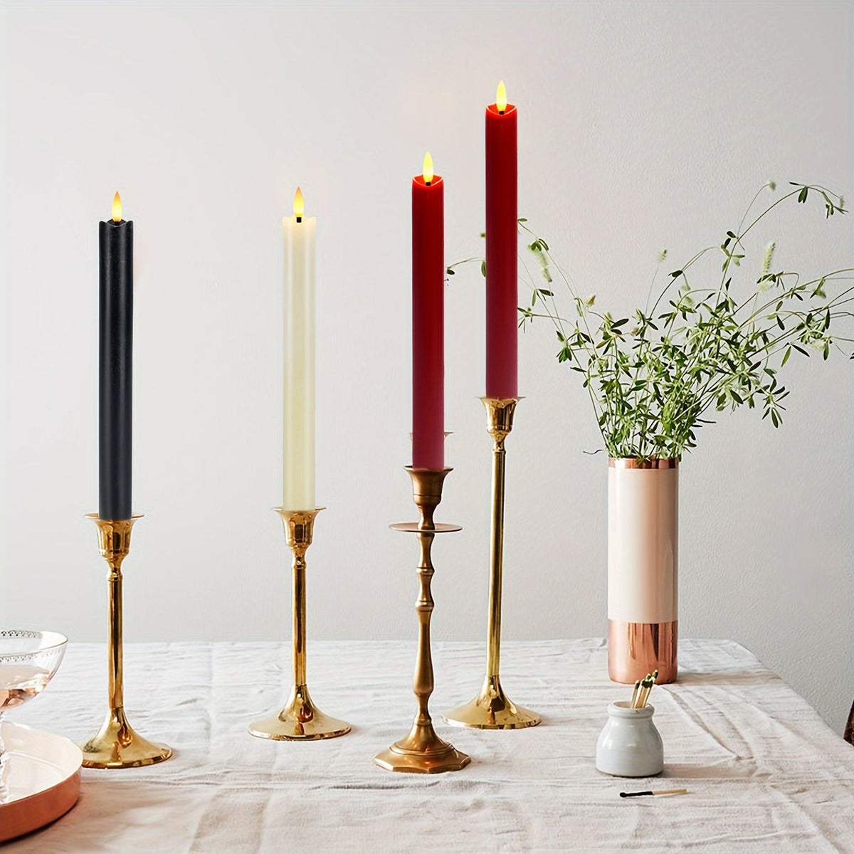 LED Cone Candles with Remote Control – Flameless Ivory Candles for Atmospheric Table Decoration | Sansoti