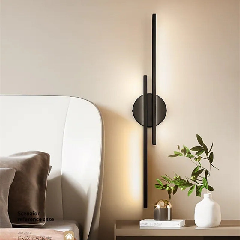 LED Wandlamp Metaal Lineair Design Zwart Wit Slaapkamer Woonkamer Verlichting Dimbaar Modern Interieur | Sansoti