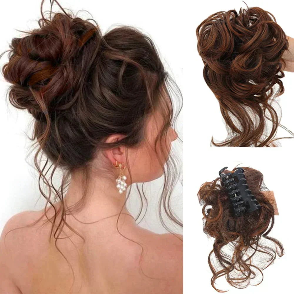 Haarknoten mit Locken – Synthetisches Haar – Clip-On-Knoten – Voluminös – Verschiedene Farben | Sansoti