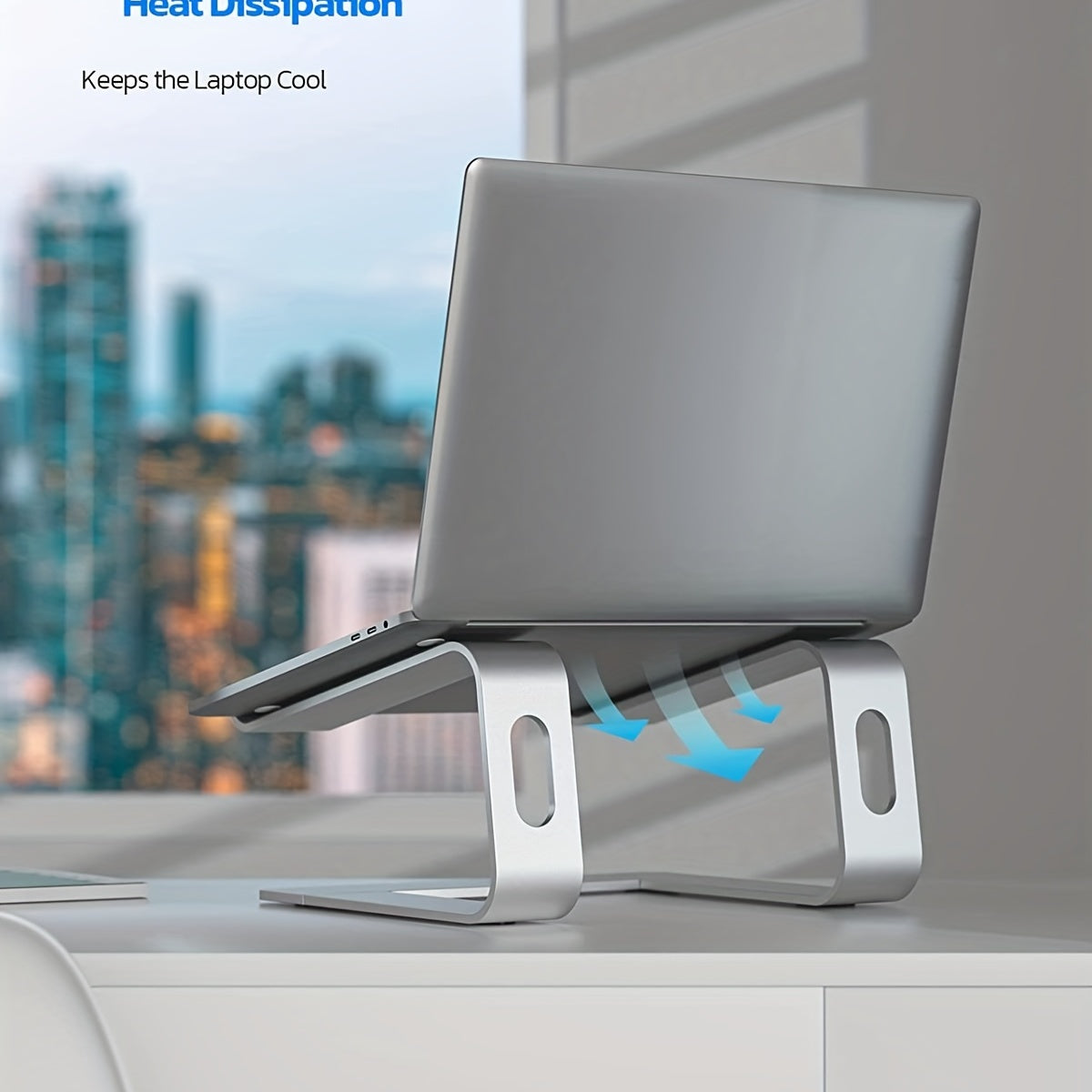 Soporte para portátil de aluminio con diseño ergonómico y ventilación para el escritorio y el teletrabajo | Sansoti