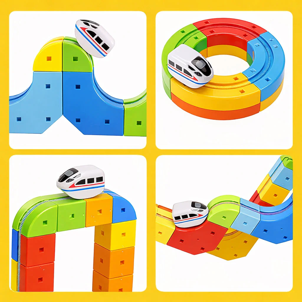 3D Modular Motorized Train Set for Kids – Creative Building Toy with Vertical Loops and Action | Sansoti