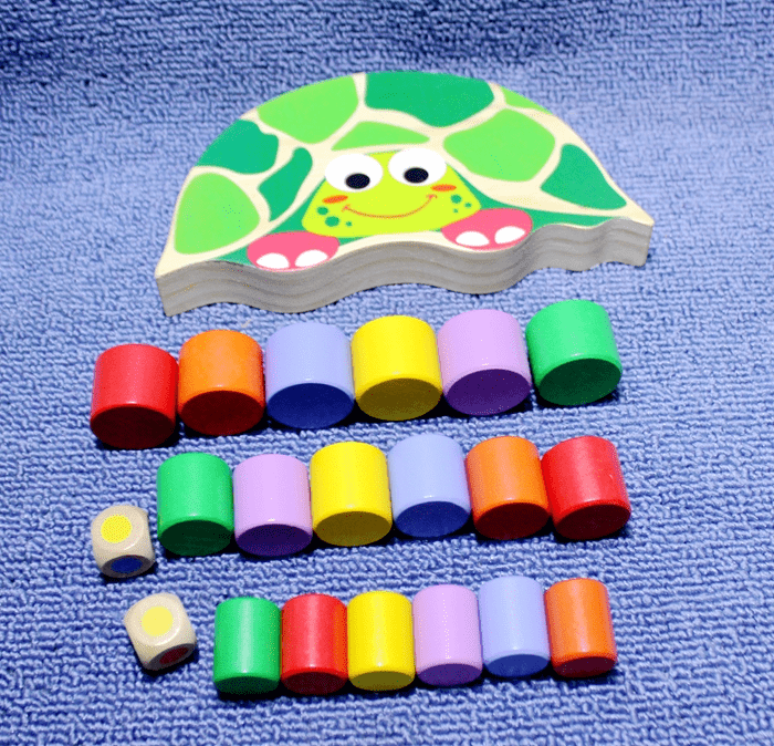 Jeu d’empilage en bois en forme de tortue avec blocs colorés pour la motricité, l’équilibre et la coordination – Jouet éducatif | Sansoti