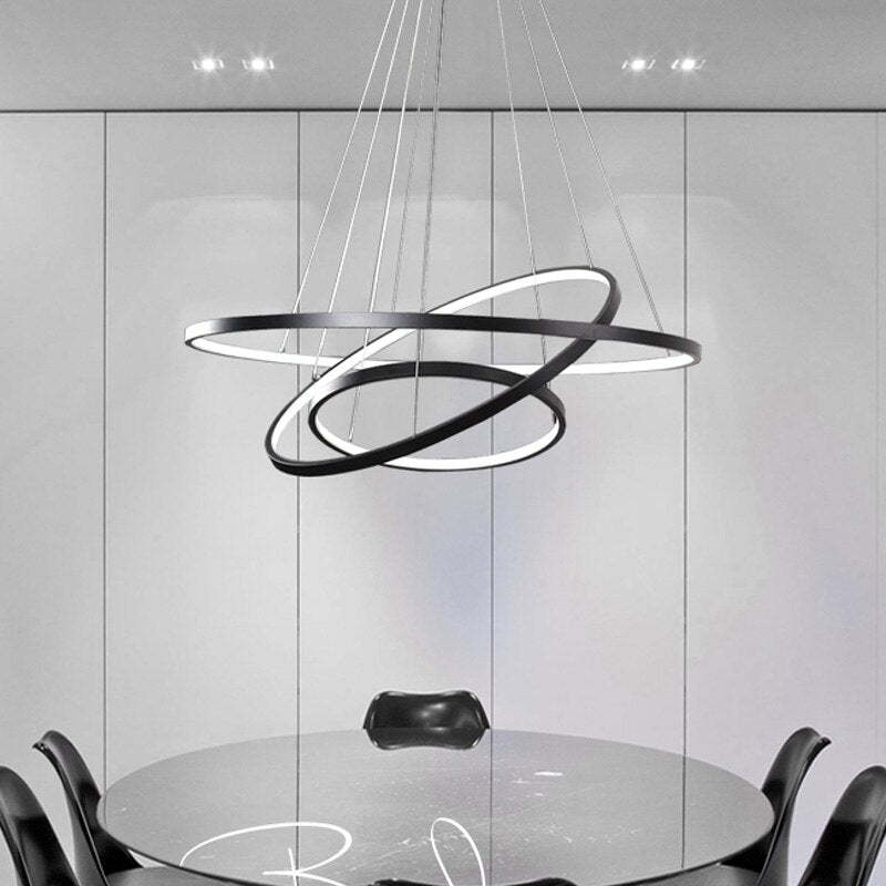 LED Hanglamp Metaal Drie Ringen Verstelbaar Goud Wit Zwart Woonkamer Eetkamer Slaapkamer Modern Design | Sansoti