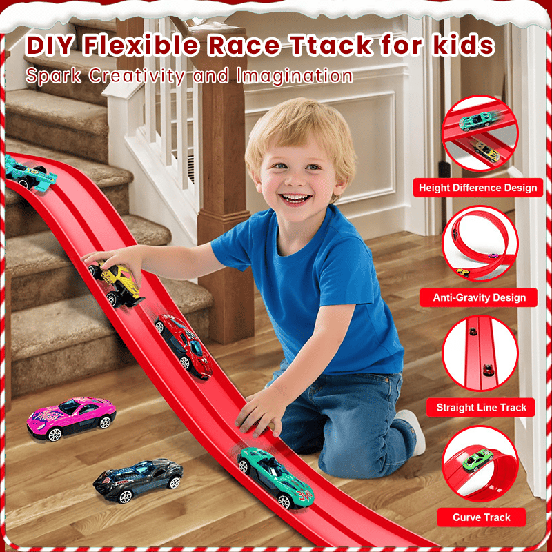 Flexible DIY-Rennbahn für Kinder – 5 Meter Rennstrecke mit Autos und Loopings | Sansoti