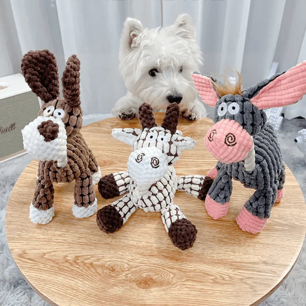Plüsch Hundespielzeug Kuscheltiere robust und interaktiv für alle Hunderassen Spielspaß fördern Kauen Apportieren kauresistentes Design | Sansoti