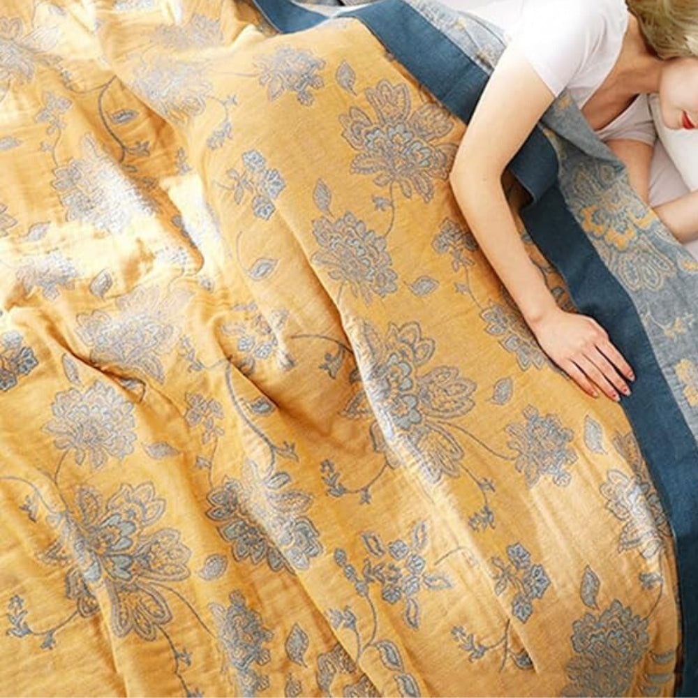 Couverture fleurie jacquard toutes saisons respirante, légère, plaid, couvre-lit, décoration pour le salon et la chambre, confortable | Sansoti