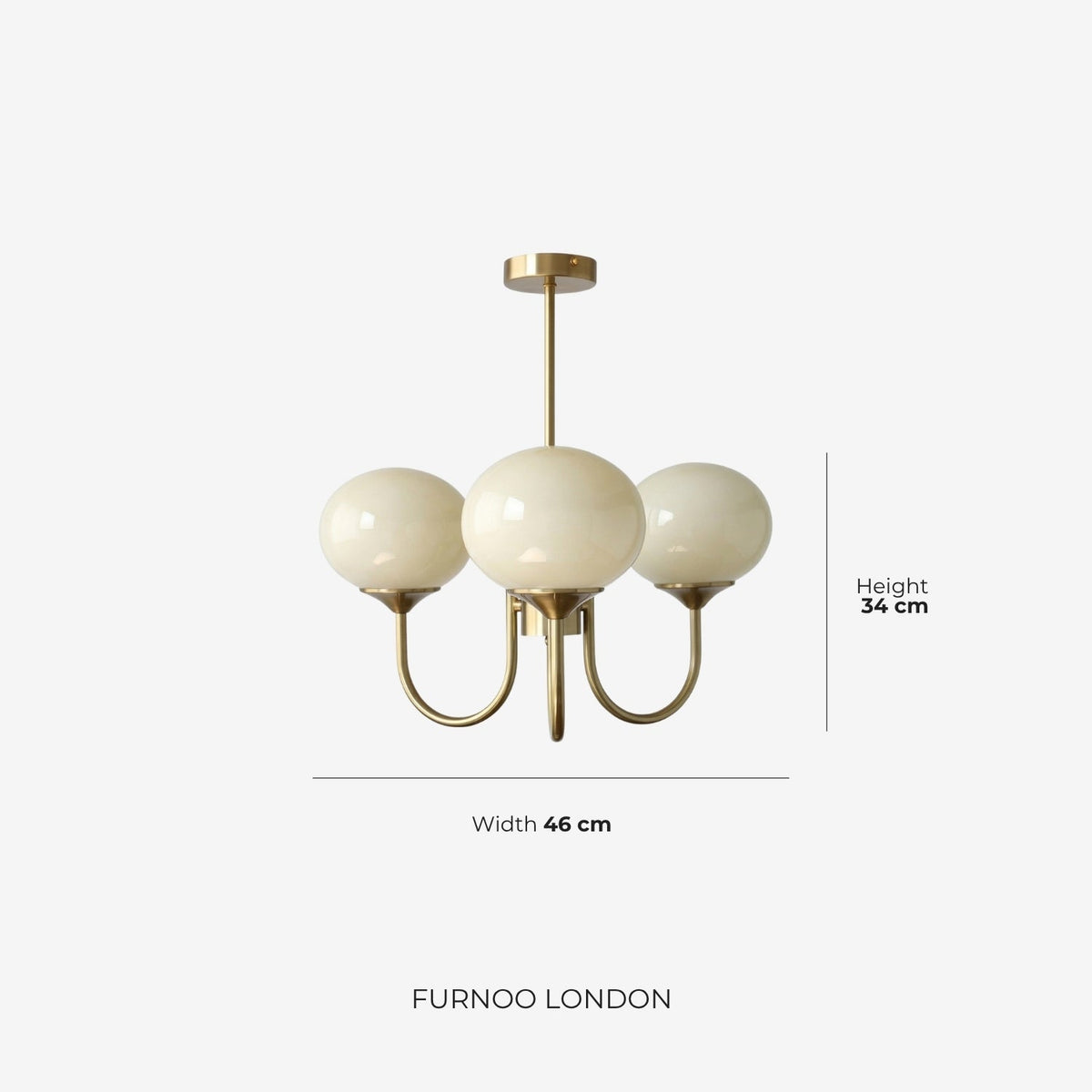 Mid-Century Glass Chandelier with Globe Shades and Polished Metal Finish – Available in Copper and Chrome with Colored Glass – 3 or 5 Arms with Adjustable Rod System | Sansoti