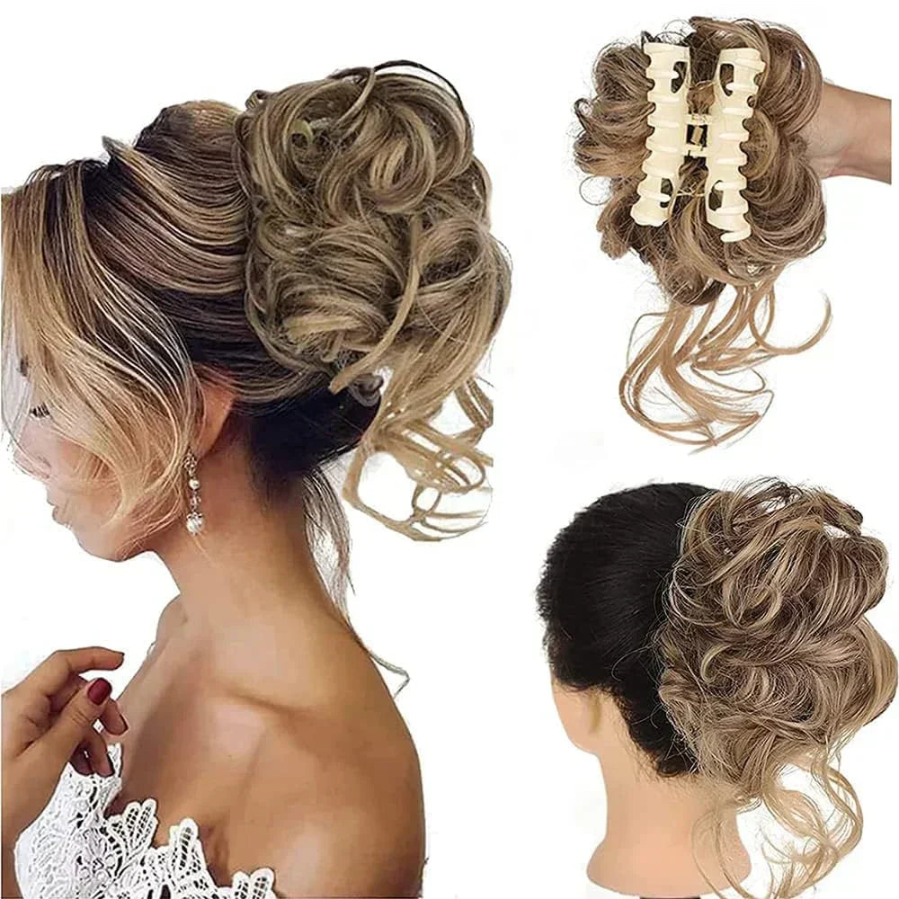 Haarknoten mit Locken – Synthetisches Haar – Clip-On-Knoten – Voluminös – Verschiedene Farben | Sansoti