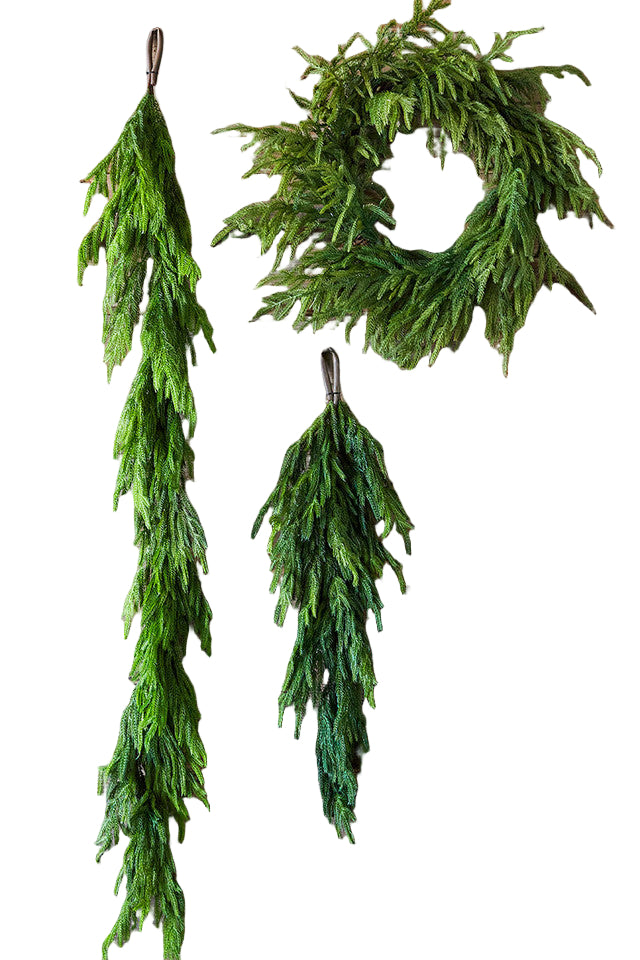 Kunstkerstslinger Dennentakken 120-270cm Dicht Groen Buigbaar Decoratief Binnen Buiten Deur Trap Haard Decoratie | Sansoti