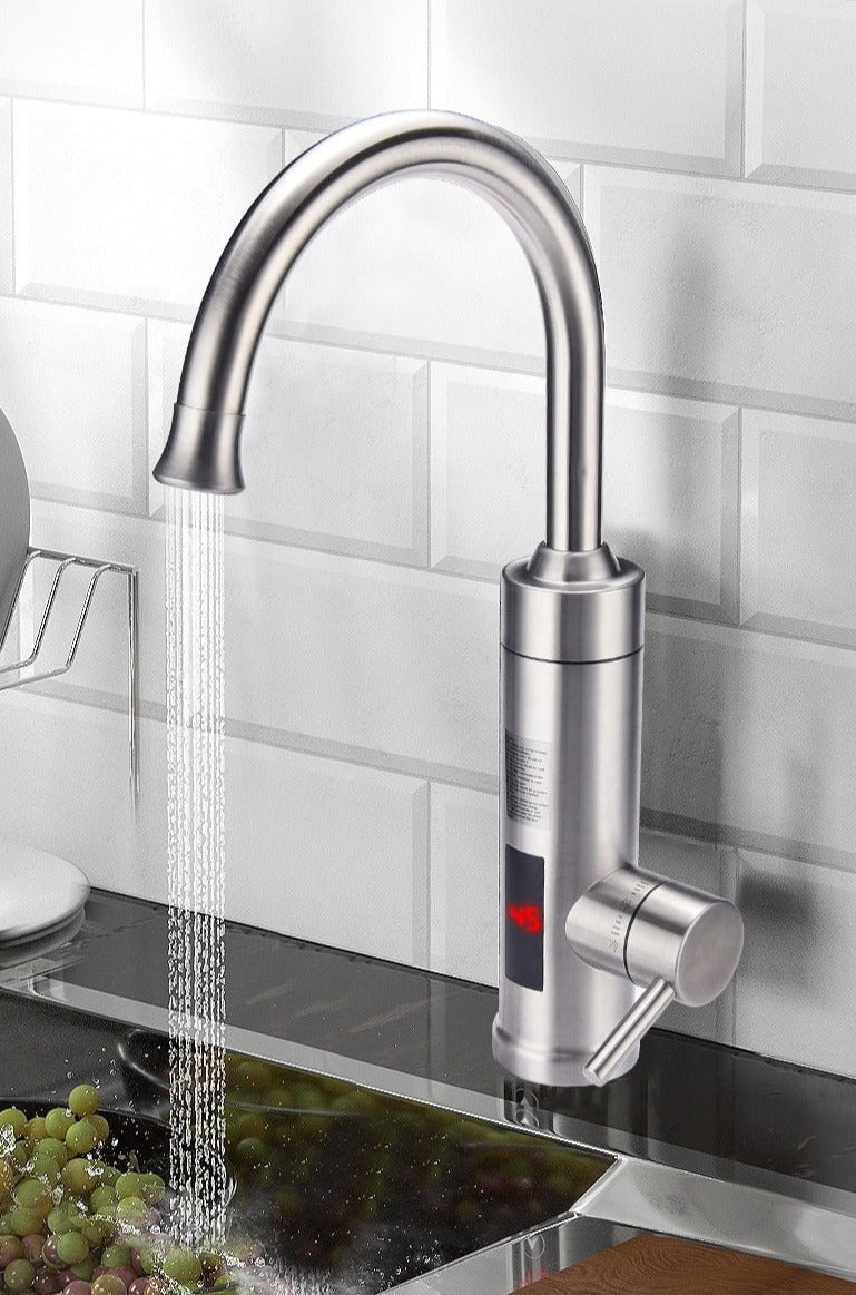 Electric Kitchen Faucet with Digital Temperature Display Stainless Steel 3000W Sensor Instant Hot Water Touchscreen | Sansoti