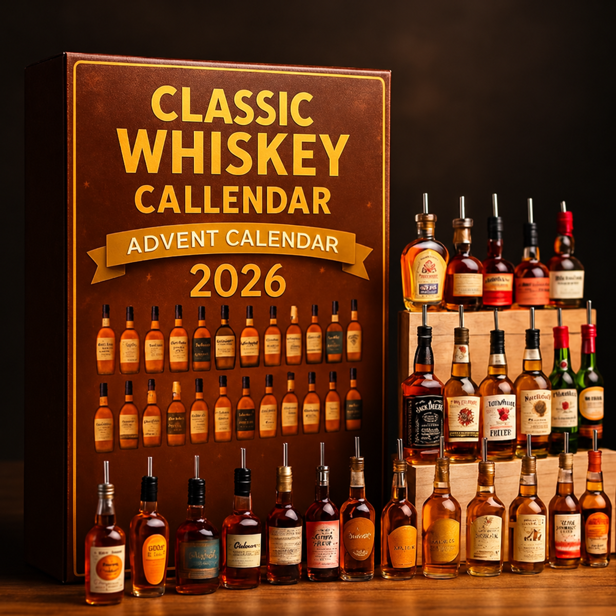 Calendario de Adviento de miniaturas de whisky, 24 días, decoración navideña festiva, colección para regalar a los amantes del whisky | Sansoti