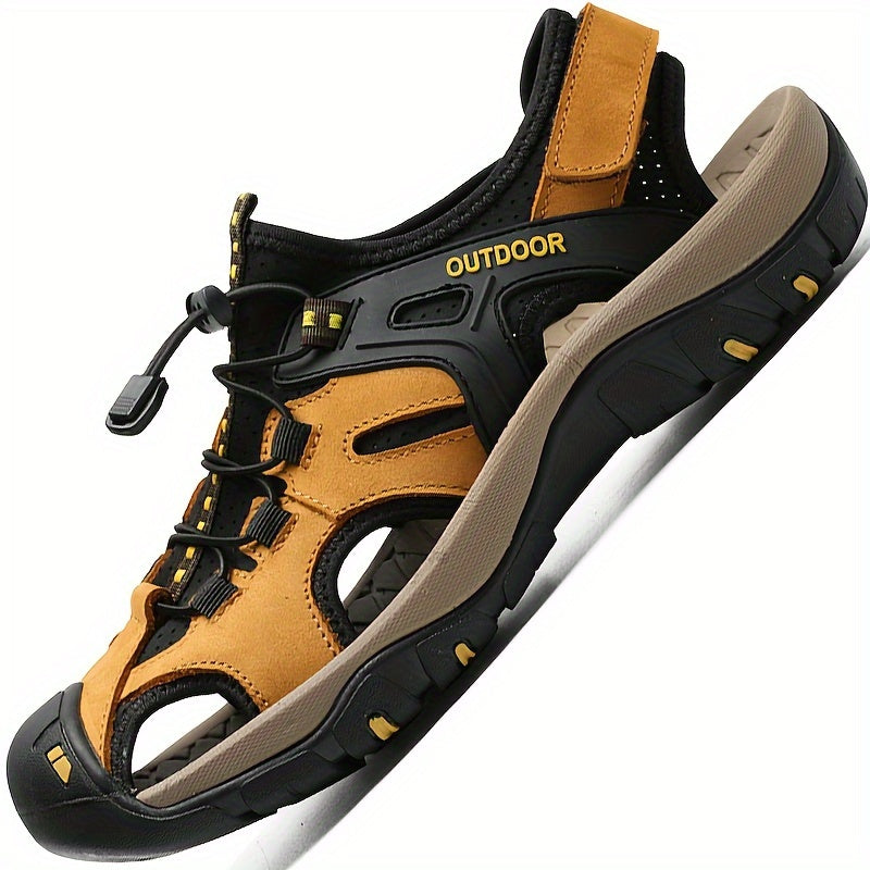 Breathable men's sandals with closed toe – Elastic strap and sturdy rubber sole for outdoor use | Sansoti