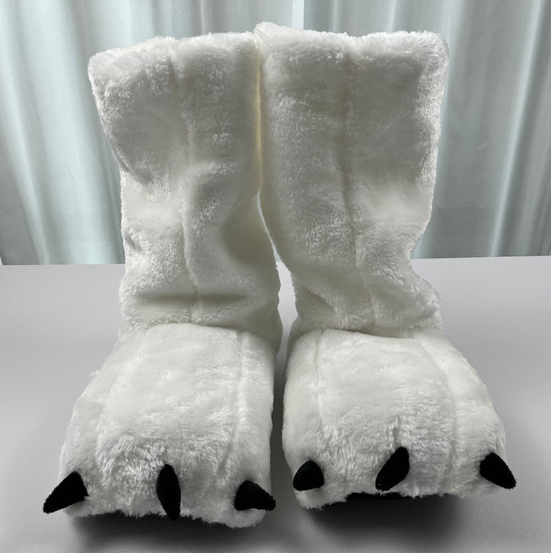 Pluche Huispantoffels met Berenpootontwerp Warm Gevoerd Antislip Unisex Winter Indoor Outdoor Sloffen | Sansoti