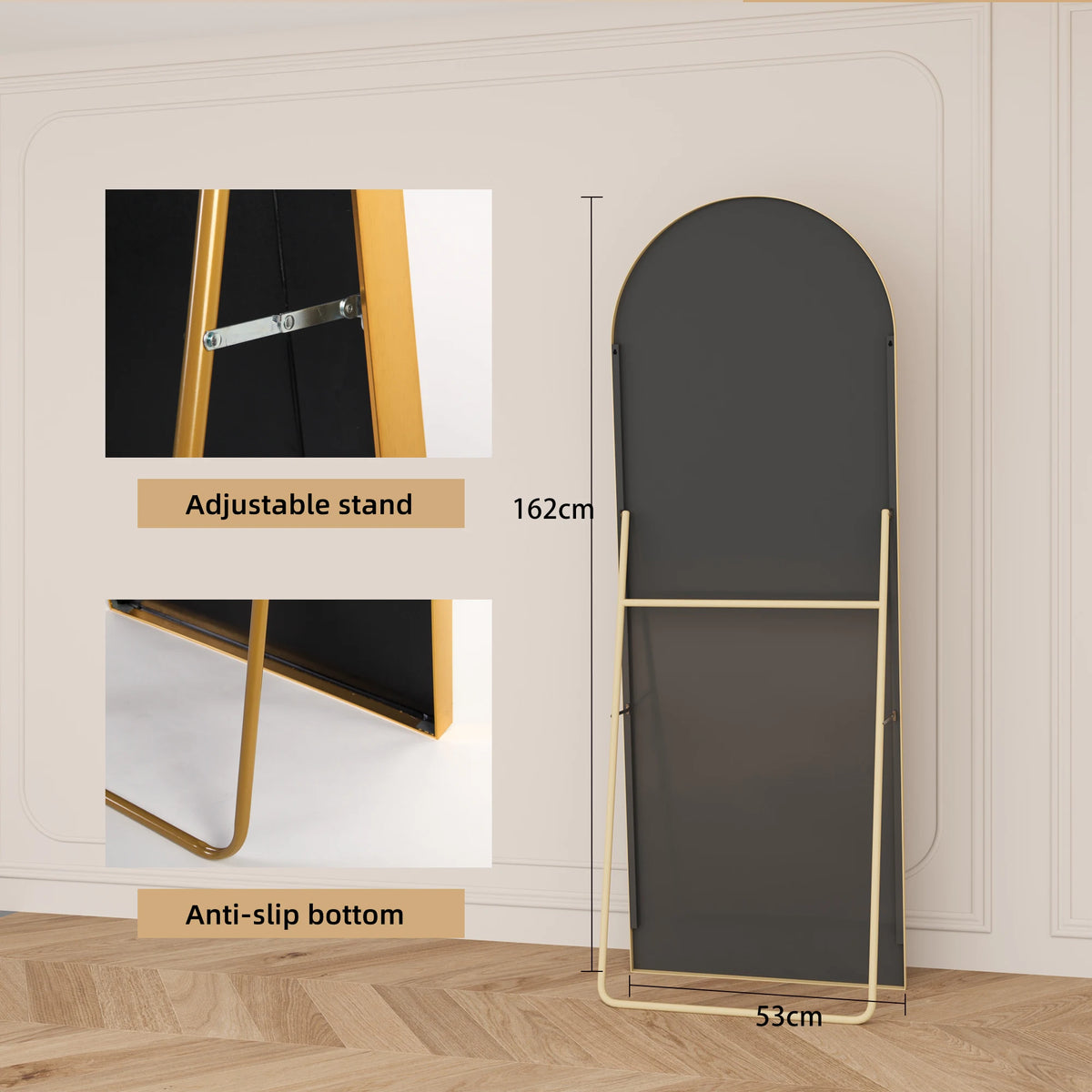 Sansoti | Staande Passpiegel 162×53 cm – Gebogen Vloerspiegel