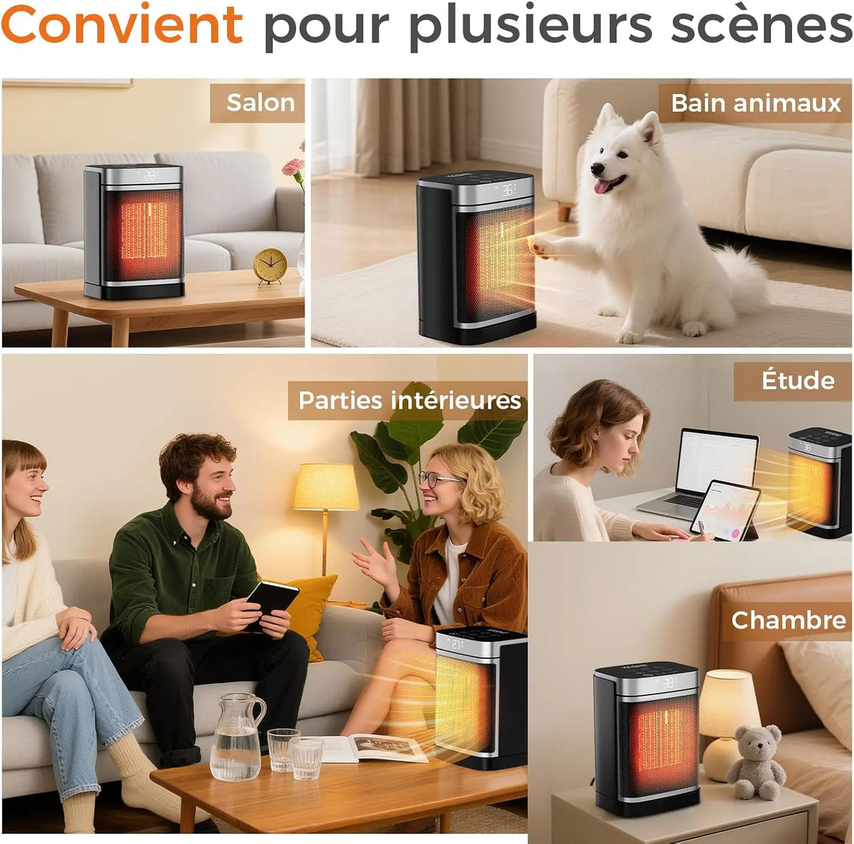 Keramische Kachel 1500W met Afstandsbediening Timer Thermostaat 70° Oscillatie Energiezuinige Ruimteverwarmer | Sansoti