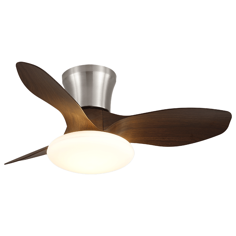 Moderner Design Deckenventilator mit LED-Beleuchtung | Holzflügel | Sansoti