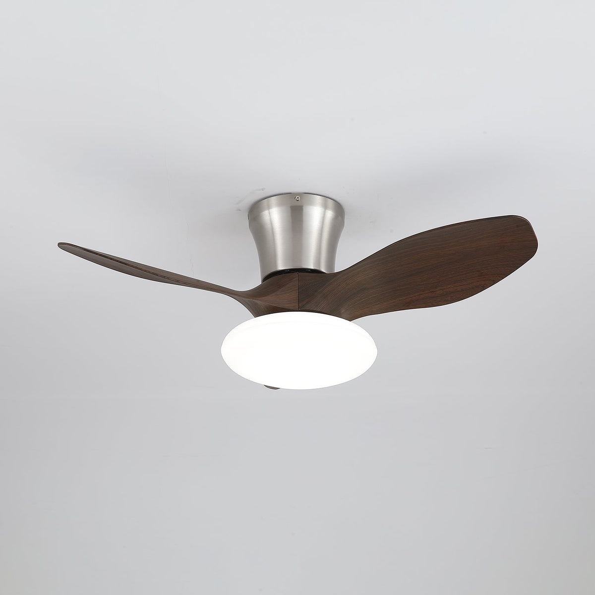 Moderner Design Deckenventilator mit LED-Beleuchtung | Holzflügel | Sansoti