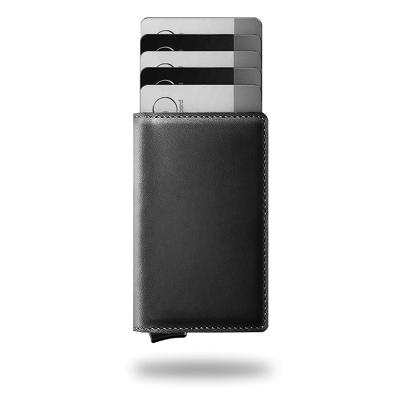 Geldbörse Leder Schlank RFID Blockierung 14 Karten Aluminium Druckknopf Handgemacht Premium | Sansoti