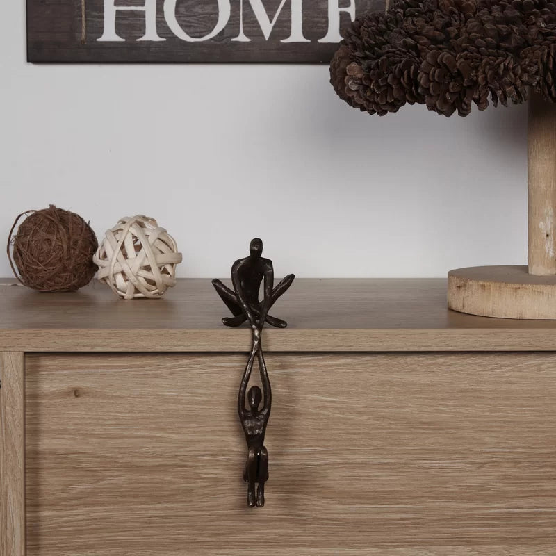 Decorative figure polystone 20cm black living room sculpture modern art figure love connection | Sansoti